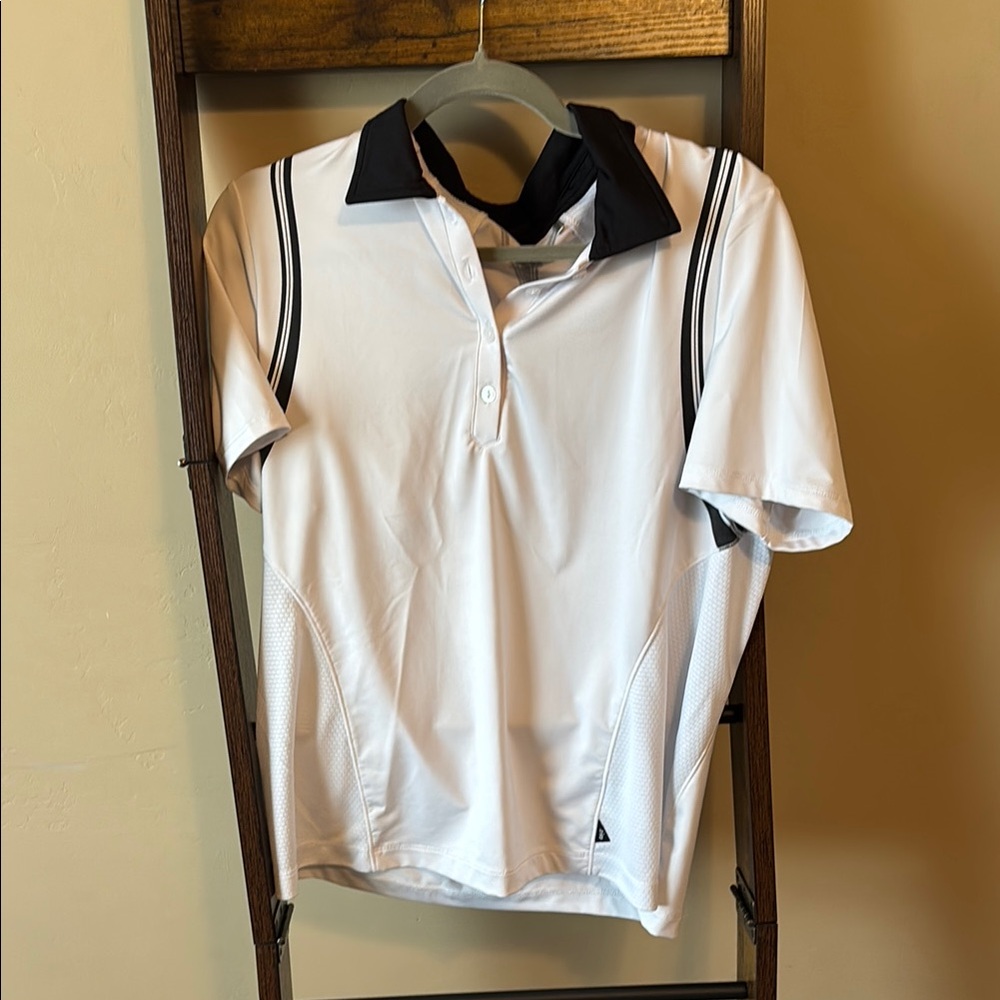 White Polo Shirt with Black Accents